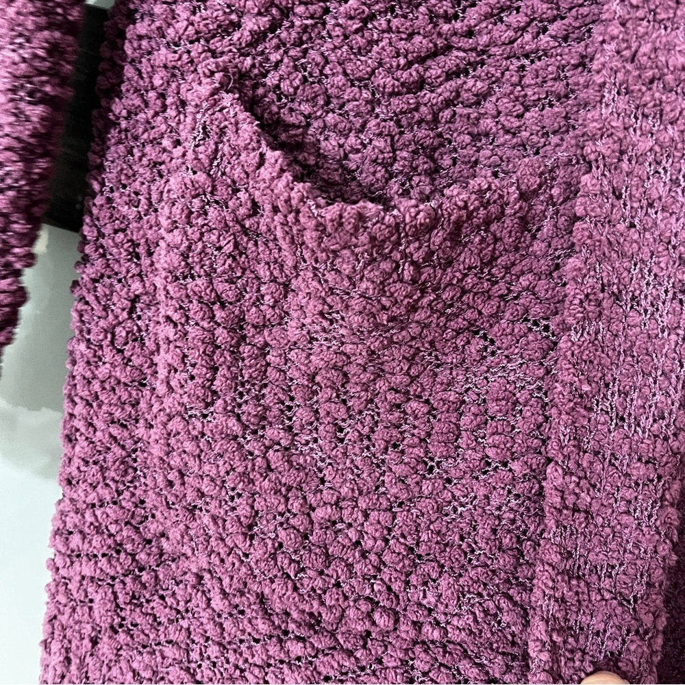 Zenana Falling for You Open Front Popcorn Cardigan Women's XL Eggplant Purple - Picture 5 of 8